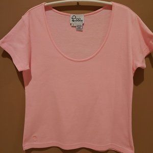 LILLY PULITZER COTTON KNIT TANK S/SLV PINK  SZ L